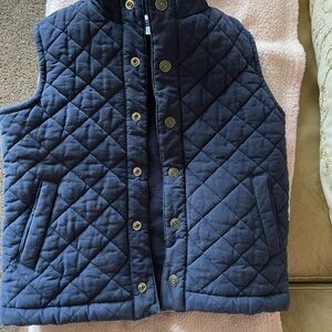 Quilted Navy Vest with Button Closure